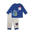 thumbnail image 1 of Sesame Street Baby Boy Long Sleeve Henley & Sweatpant, 2pc Outfit Set, 1 of 1