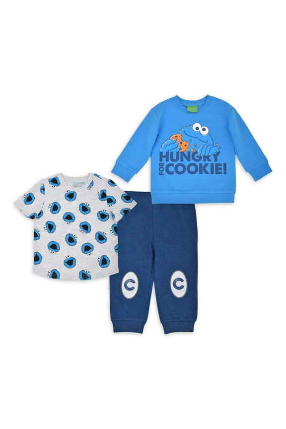 Baby BoyOutfit Set Fleece Long Sleeve Crew, T-Shirt, and Pants, 3pc