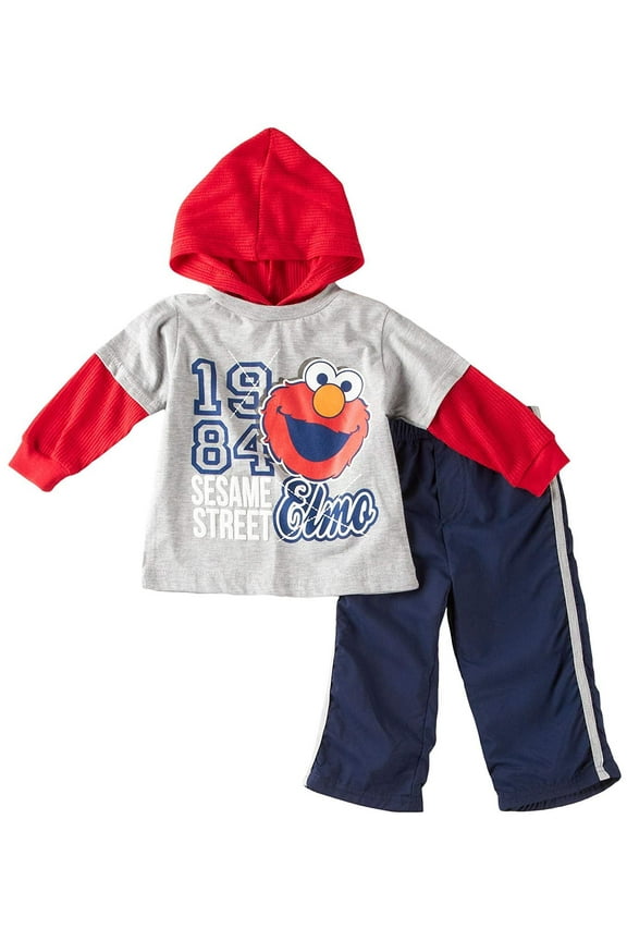 Baby Boys' 2 Piece Elmo 1984 Pant Set, Grey, 12 Months
