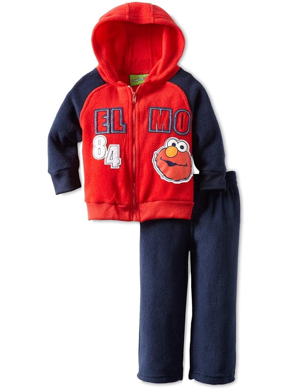 Baby Boys' 2 Piece Elmo 84 Hoodie Set, Red, 12 Months