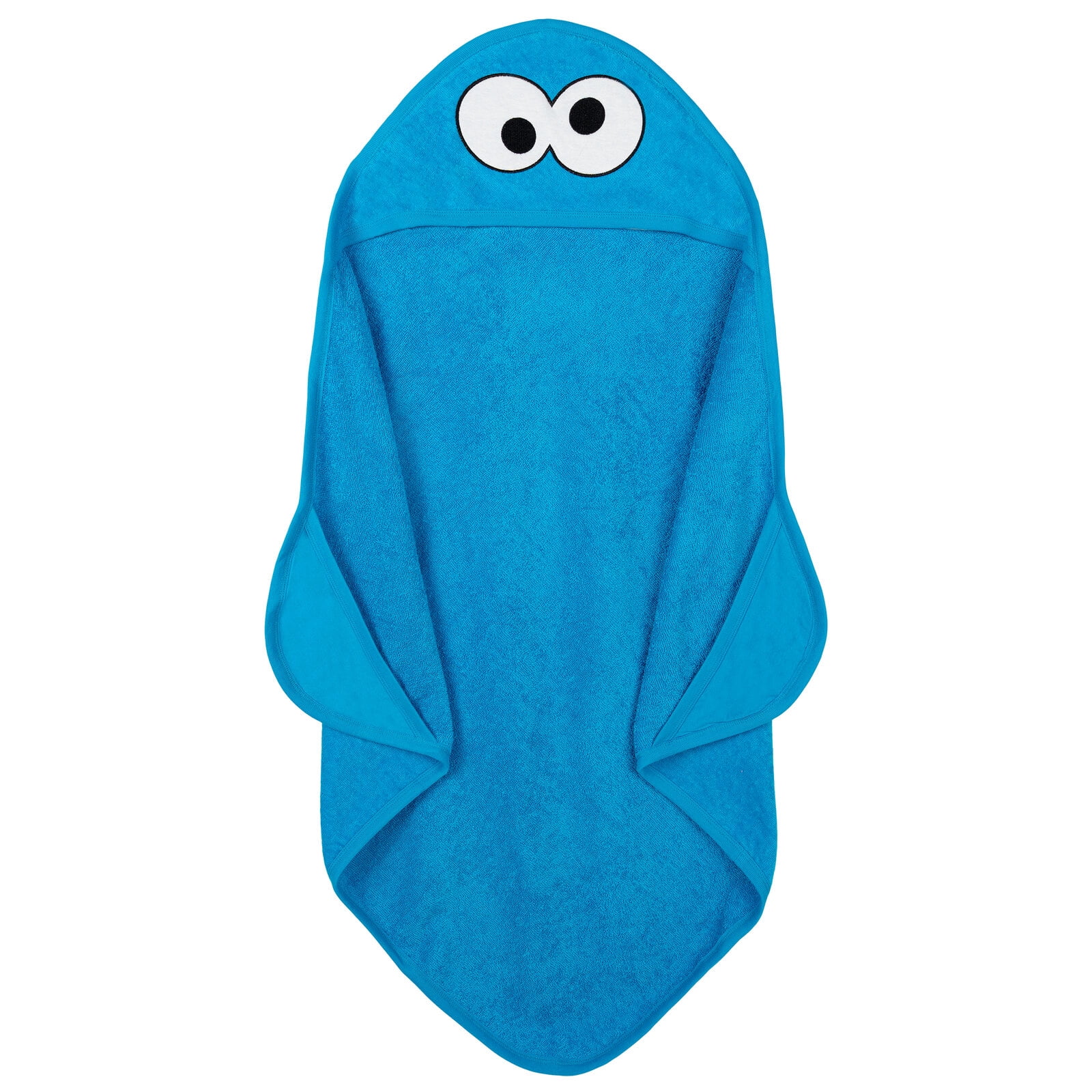 Sesame Street Baby Boys' Cotton Character Hooded Towel with Corner Pockets Blue Cookie Monster