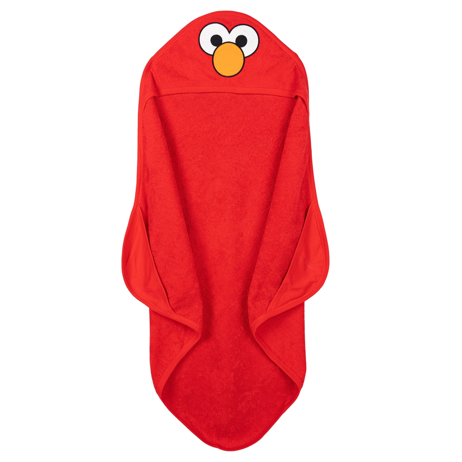 Sesame Street Baby Boys' Cotton Character Hooded Towel with Corner Pockets Red Elmo