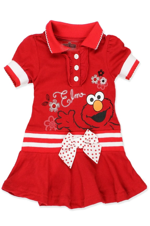 Baby Girl & Toddler Girl Elmo Knit Polo Dress with Collar