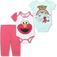 thumbnail image 1 of Sesame Street Baby Girl's 3-Pack Elmo Creeper Onesies and Legging Pant Set, 1 of 7