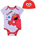 thumbnail image 1 of Sesame Street Babys Short Sleeve Onesie with Cap, Elmo Bodysuit, Play or Nap Romper Set, Size 18M, 1 of 4