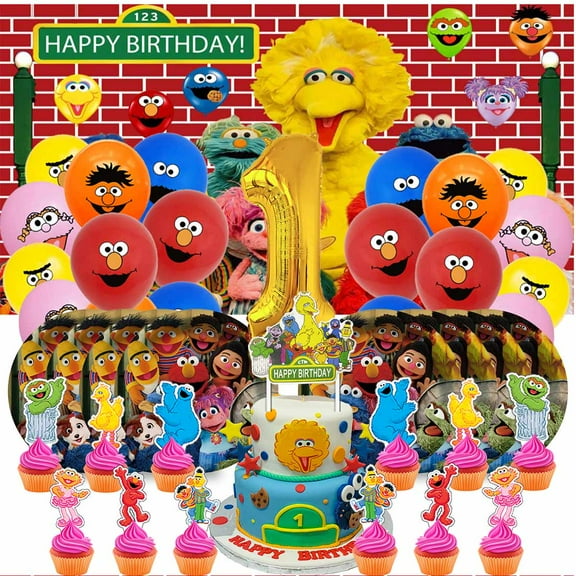 Sesame Street Balloons Party Supplies 1st Decor Tableware Birthday Cake Topper Decorations Banner Backdrop
