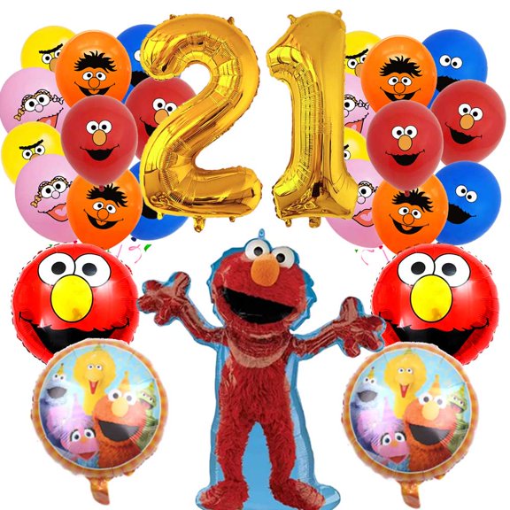Sesame Street Balloons Party Supplies 21th Big Number Decorations Decor Kit Birthday