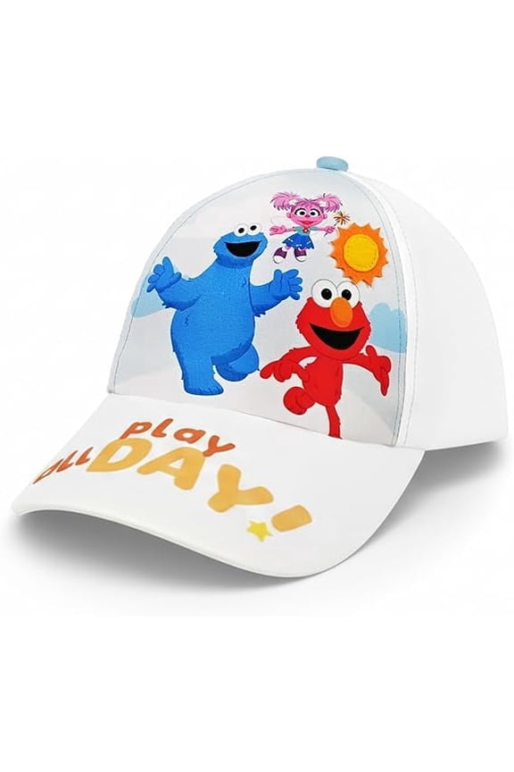 Sesame Street Baseball Cap, Toddler Hats for Boys & Girls Ages 2t-4t, Adjustable Kids Baseball Caps-White