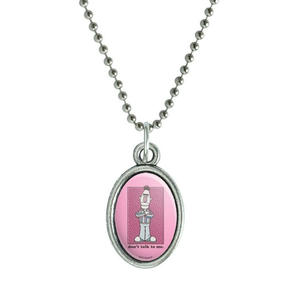 Sesame Street Bert Don't Talk to Me Antiqued Oval Charm Pendant with Chain
