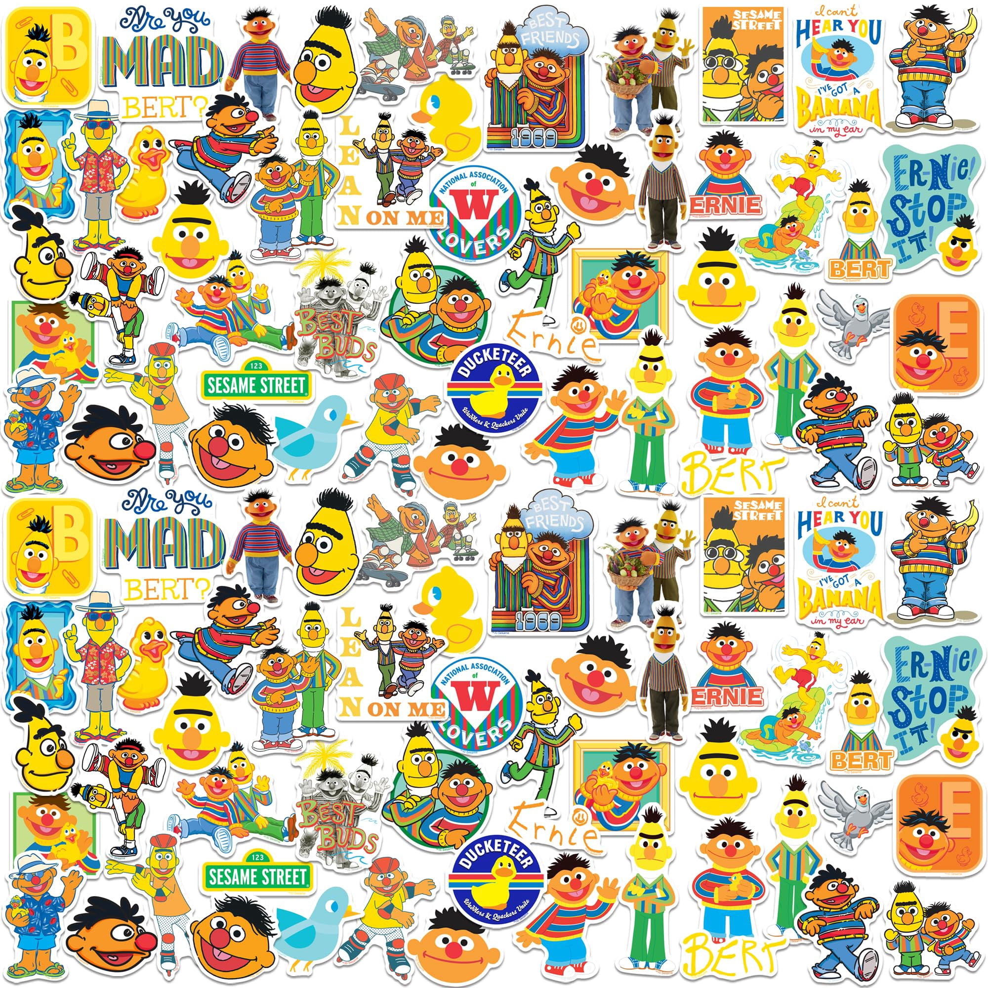 Embry Riddle Ernie Sticker Sesame Street Bert & Ernie 150ct Vinyl Sticker Pack Large Waterproof ...