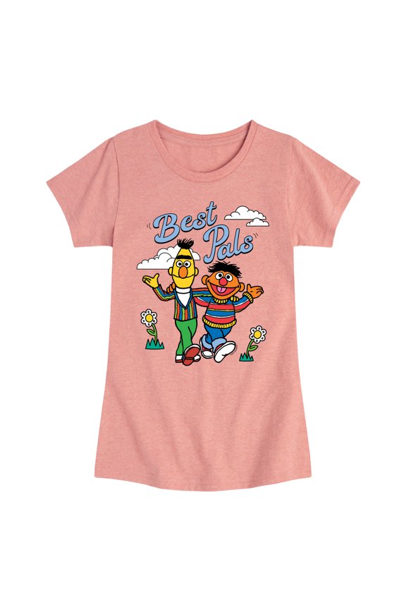 - Bert Ernie Best Pals - Girls Fitted Short Sleeve Graphic T-Shirt