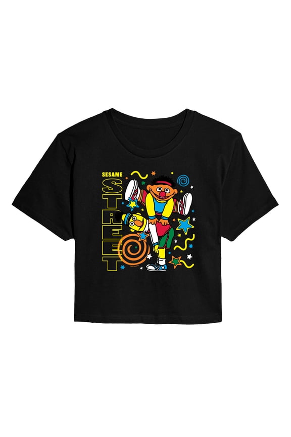 - Bert Ernie Street - Juniors Cropped Short Sleeve Graphic T-Shirt