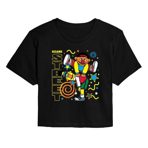 Sesame Street - Bert Ernie Street - Juniors Cropped Short Sleeve Graphic T-Shirt