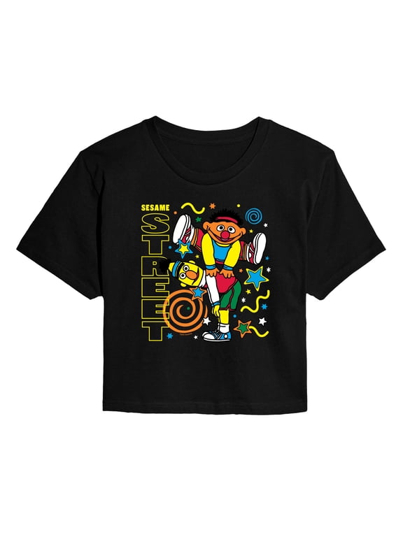 - Bert Ernie Street - Juniors Cropped Short Sleeve Graphic T-Shirt