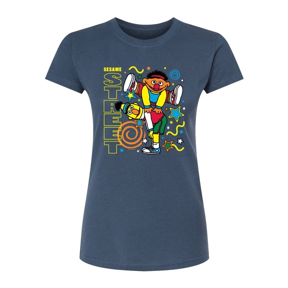 Sesame Street - Bert Ernie Street - Juniors Fitted Short Sleeve Graphic T-Shirt