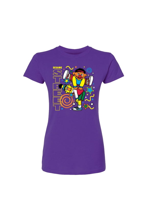 - Bert Ernie Street - Juniors Fitted Short Sleeve Graphic T-Shirt