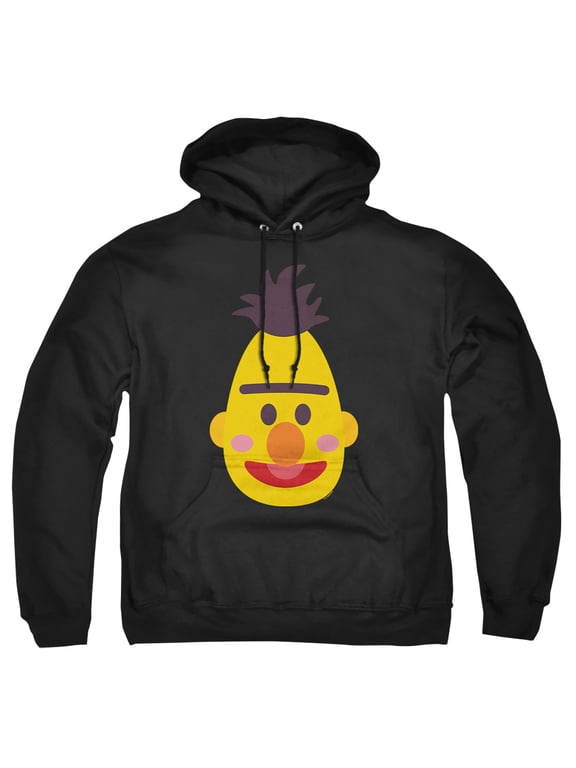 Bert Kawaii Face Adult Pull-Over Hoodie, Black, Medium