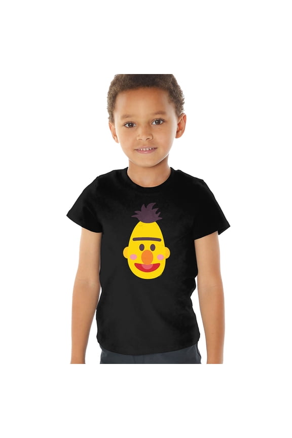 Bert Kawaii Face Kids T Shirt (4) for Toddler Boys and Girls, Black
