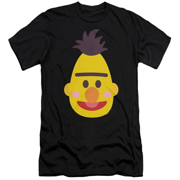 Sesame Street Bert Kawaii Face Unisex Adult Canvas Brand T Shirt, Black, Large