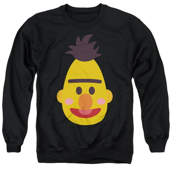 Sesame Street Bert Kawaii Face Unisex Adult Crewneck Sweatshirt, Black, Medium