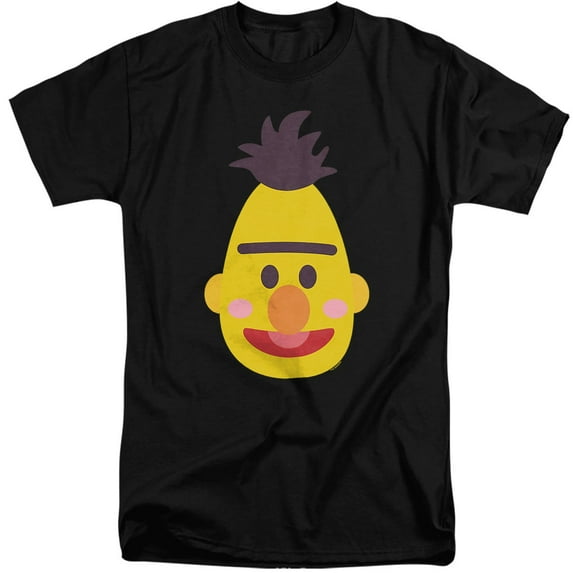 Sesame Street Bert Kawaii Face Unisex Adult Tall T Shirt (3X-Large) Black