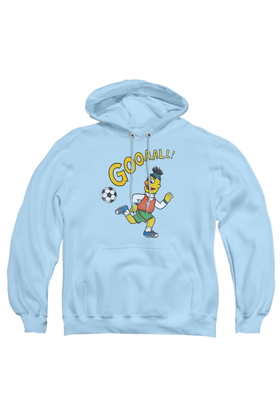 Bert Soccer Goal Adult Pull-Over Hoodie, Light Blue, 3X-Large