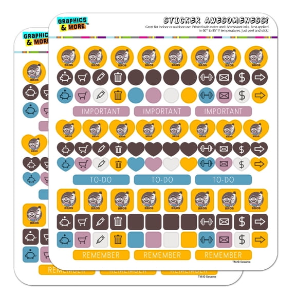 Sesame Street Bert and Ernie Bros Planner Calendar Scrapbooking Crafting Sticker Set