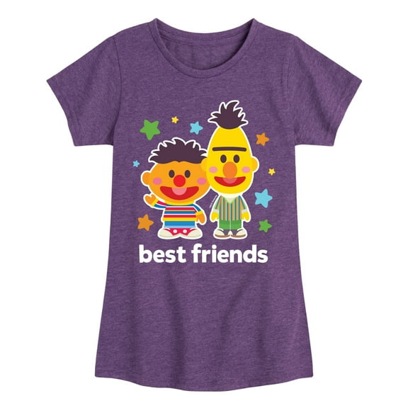 Sesame Street - Best Friends Bert Ernie - Girls Fitted Short Sleeve Graphic T-Shirt
