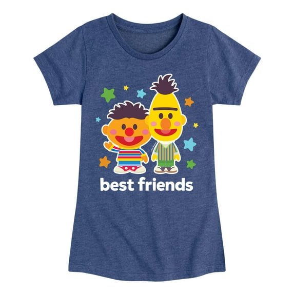 Sesame Street - Best Friends Bert Ernie - Girls Fitted Short Sleeve Graphic T-Shirt