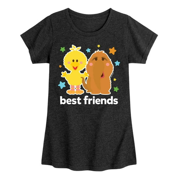Sesame Street - Best Friends Big Bird Snuffy - Girls Fitted Short Sleeve Graphic T-Shirt