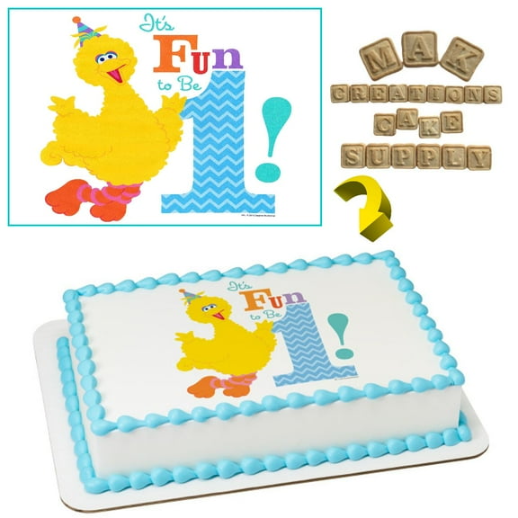 Sesame Street Big Bird 1st Birthday 1/4 Sheet Edible Cake Topper