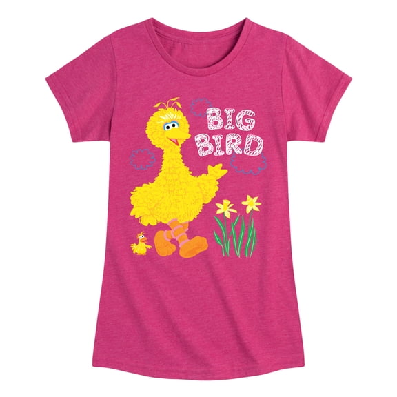 Sesame Street - Big Bird Daffodils - Girls Fitted Short Sleeve Graphic T-Shirt