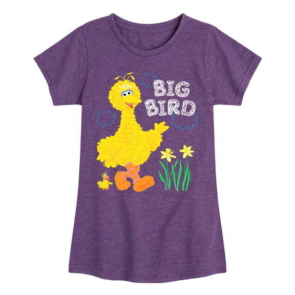 Sesame Street - Big Bird Daffodils - Girls Fitted Short Sleeve Graphic T-Shirt