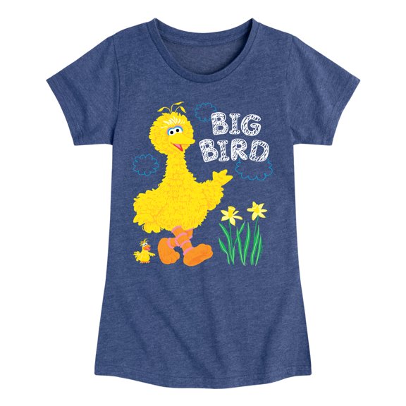 Sesame Street - Big Bird Daffodils - Girls Fitted Short Sleeve Graphic T-Shirt