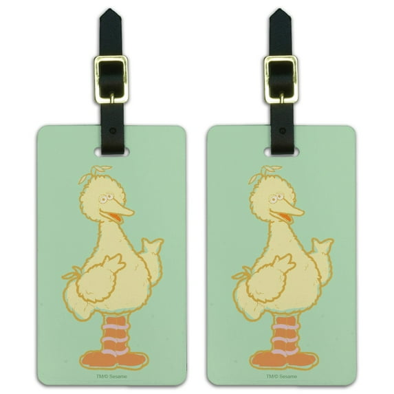 Sesame Street Big Bird Distressed Luggage ID Tags Suitcase Carry-On Cards - Set of 2