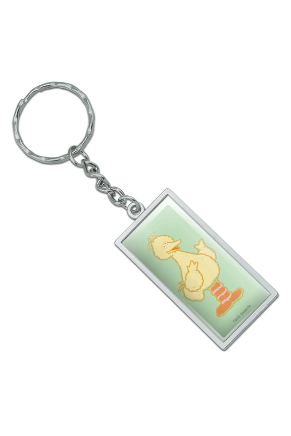 Sesame Street Big Bird Distressed Rectangle Chrome Plated Metal Keychain Key Chain