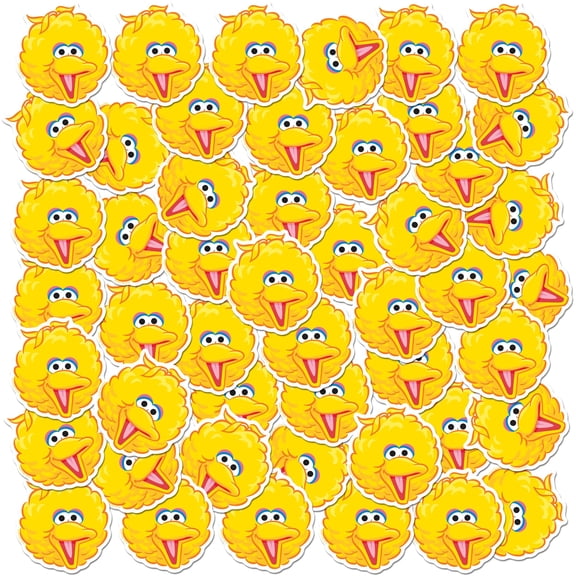 Sesame Street Big Bird Face 50ct Vinyl Sticker Pack Large Waterproof Die-Cut Stickers for Laptop, Water Bottle, Scrapbooking, Tablet Big Bird Face Variety Set