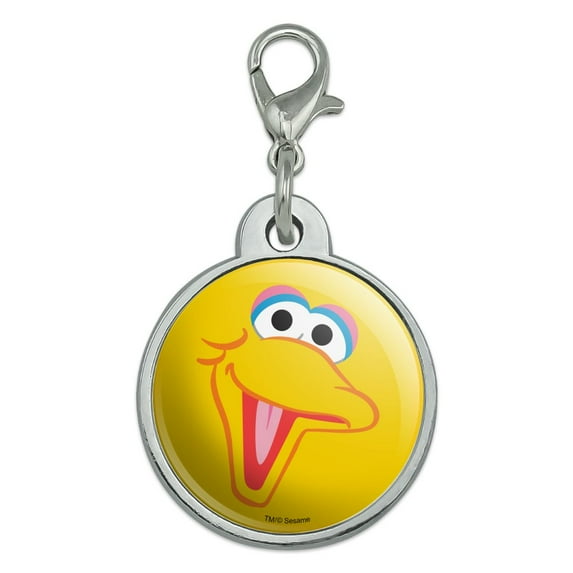Sesame Street Big Bird Face Chrome Plated Metal Pet Dog Cat ID Tag