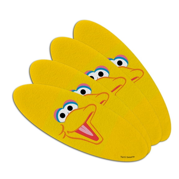Sesame Street Big Bird Face Double-Sided Oval Nail File Emery Board Set 4 Pack