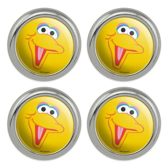 Sesame Street Big Bird Face Metal Craft Sewing Novelty Buttons - Set of 4