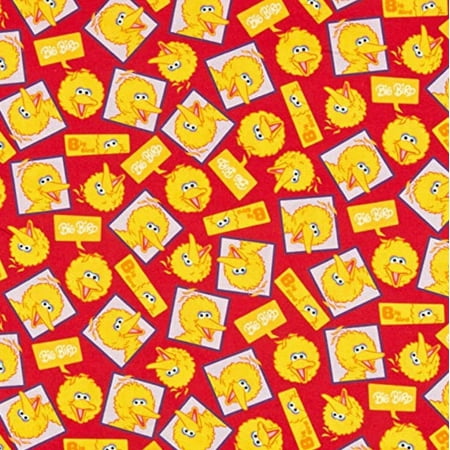Sesame Street Big Bird Toss Red Cotton Fabric