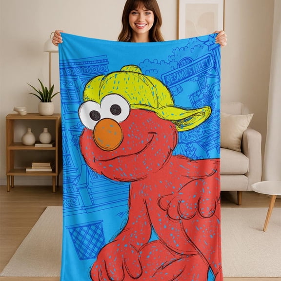 Sesame Street Big Elmo On The Street Flannel Blanket 36x58 Inches