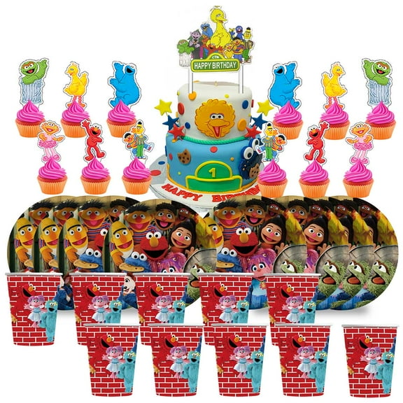 Sesame Street Birthday Cups Party Supplies Plates Decorations Cake Topper Decor