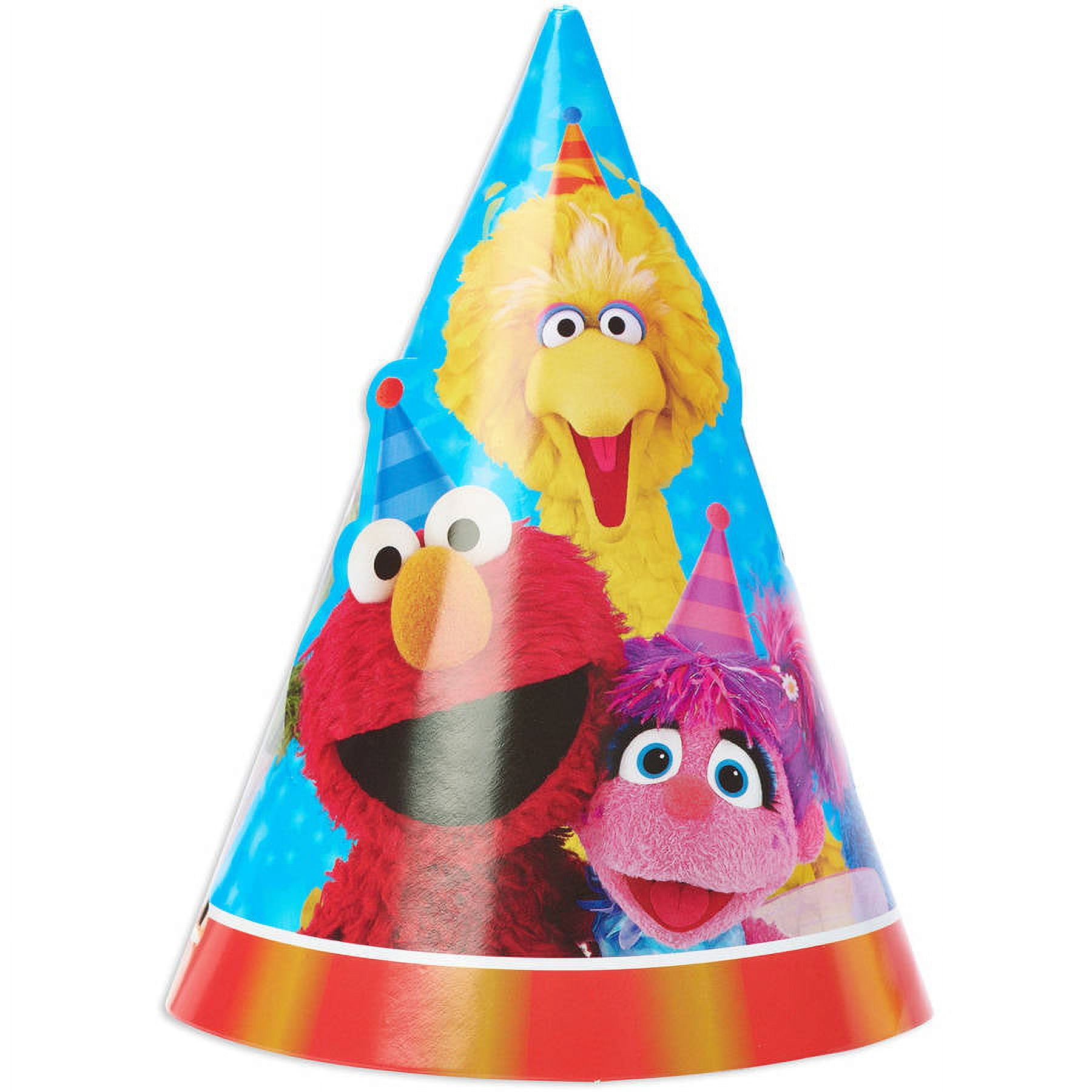 Amscan Sesame Street Party Hats, 8ct, 6-Inch Tall, Elastic