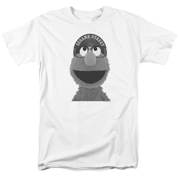 Sesame Street Black and White Elmo Lee Unisex Adult T Shirt (4X-Large) White