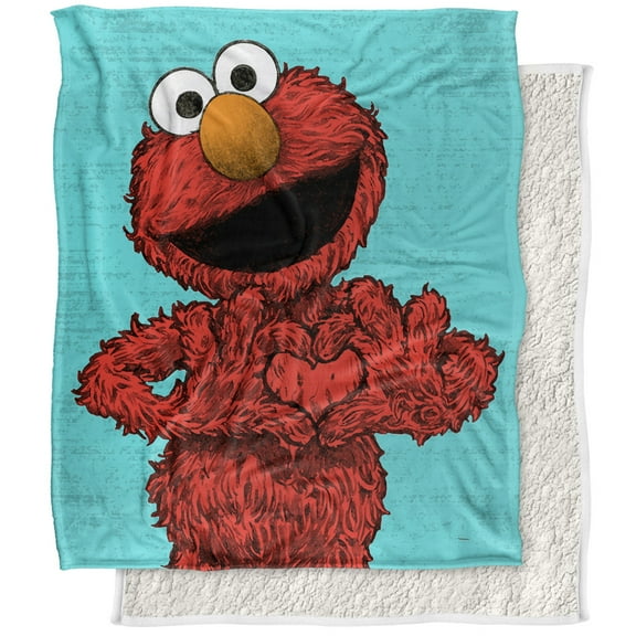 Sesame Street Blanket, 50"x60", Elmo Painted Silky Touch Sherpa Back Super Soft Throw Blanket