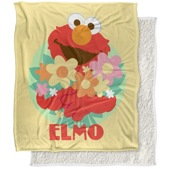Sesame Street Blanket, 50"x60", Flowers for You Silky Touch Sherpa Back Super Soft Throw Blanket