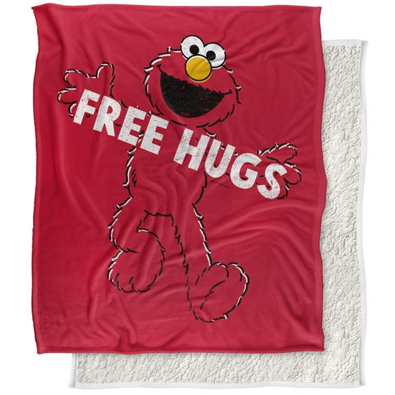 Sesame Street Blanket, 50"x60", Free Hugs Silky Touch Sherpa Back Super Soft Throw Blanket