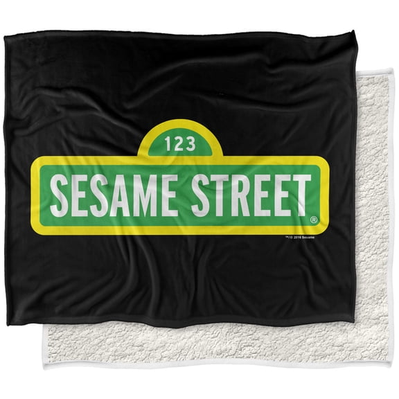 Sesame Street Blanket, 50"x60", Logo Silky Touch Sherpa Back Super Soft Throw Blanket