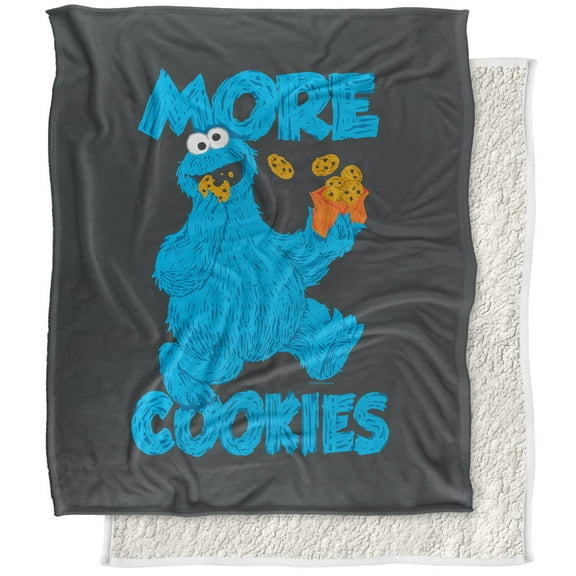 Sesame Street Blanket, 50"x60", More Cookies Silky Touch Sherpa Back Super Soft Throw Blanket